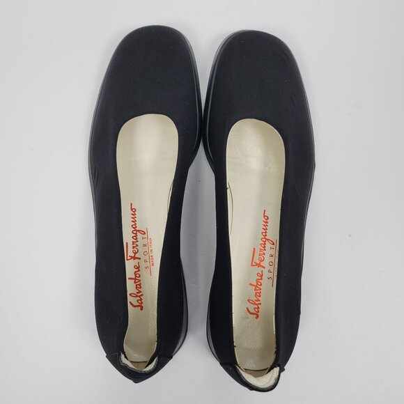 Salvatore Ferragamo Sport Women's Black Nero Leather Slip On Flats US Size 9.5 - Picture 5 of 8